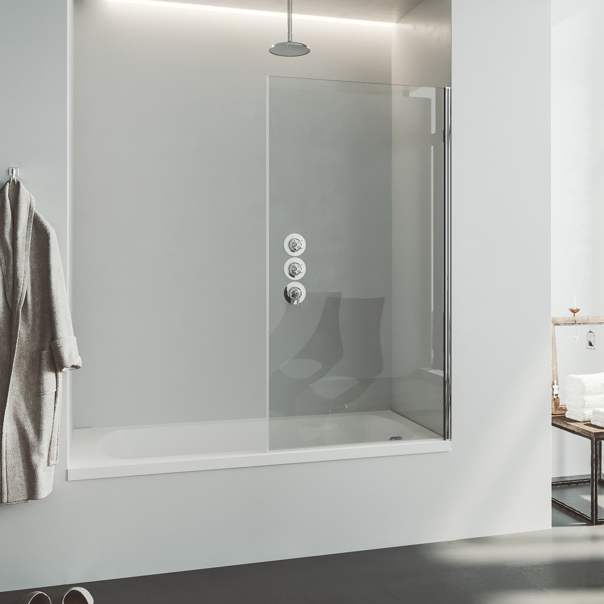 Mampara para bañera cromo transparente