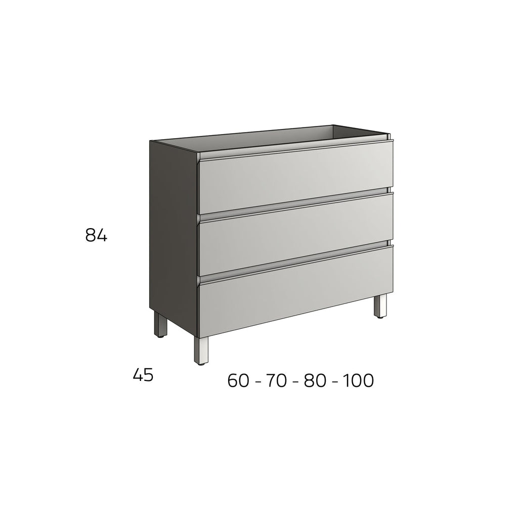 Conjunto completo de mueble de 3 cajones (roble ostippo)
