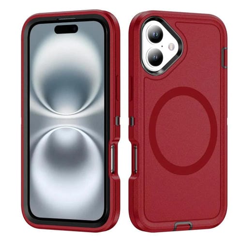Funda magnética resistente al agua con protección Magsafe para iPhone 16 (Roja)