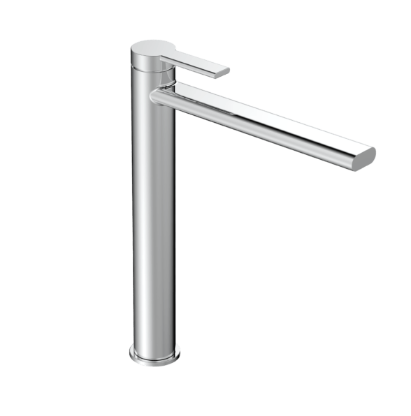 Grifo monomando con caño alto de cromo para lavabo