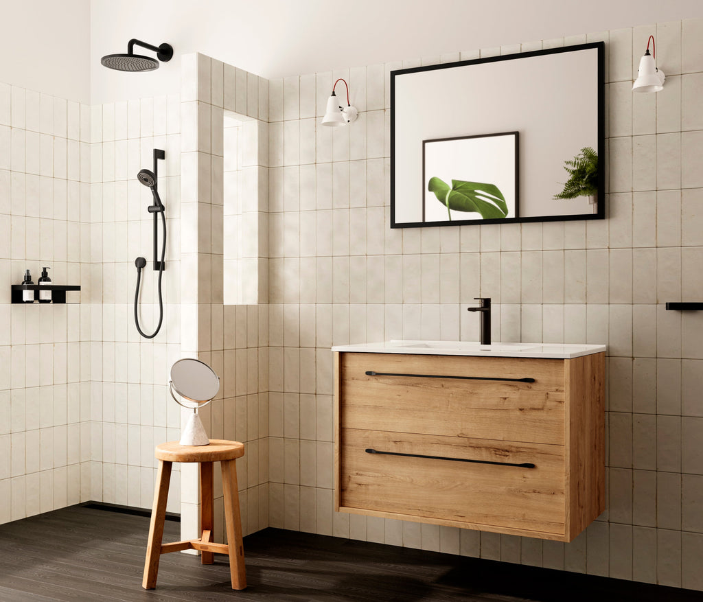 Mueble de baño completo con lavabo y encimera de roble ostippo