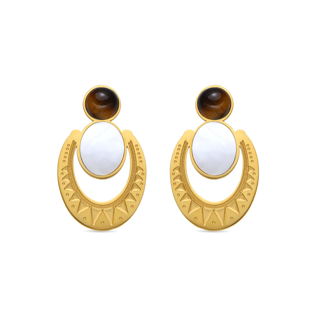 Pendientes con madreperla blanca acabado oro 18k (euwil)