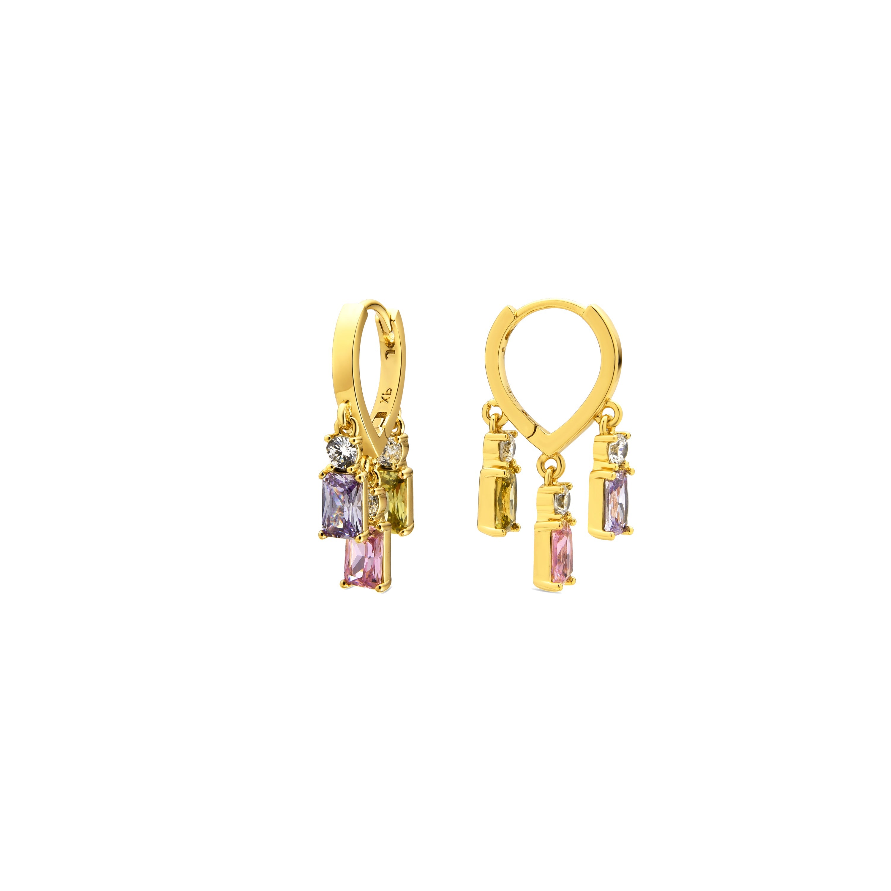 Pendientes con circonita multicolor acabado oro 18k (lanik)