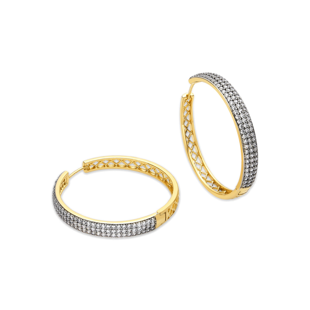 Pendientes con circonita brillante acabado oro 18k (droke)