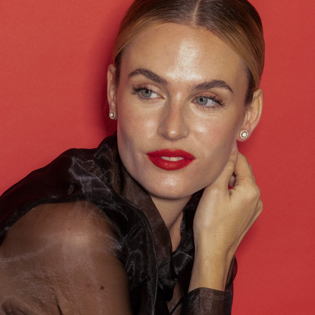 Pendientes con circonita brillante acabado oro 18k