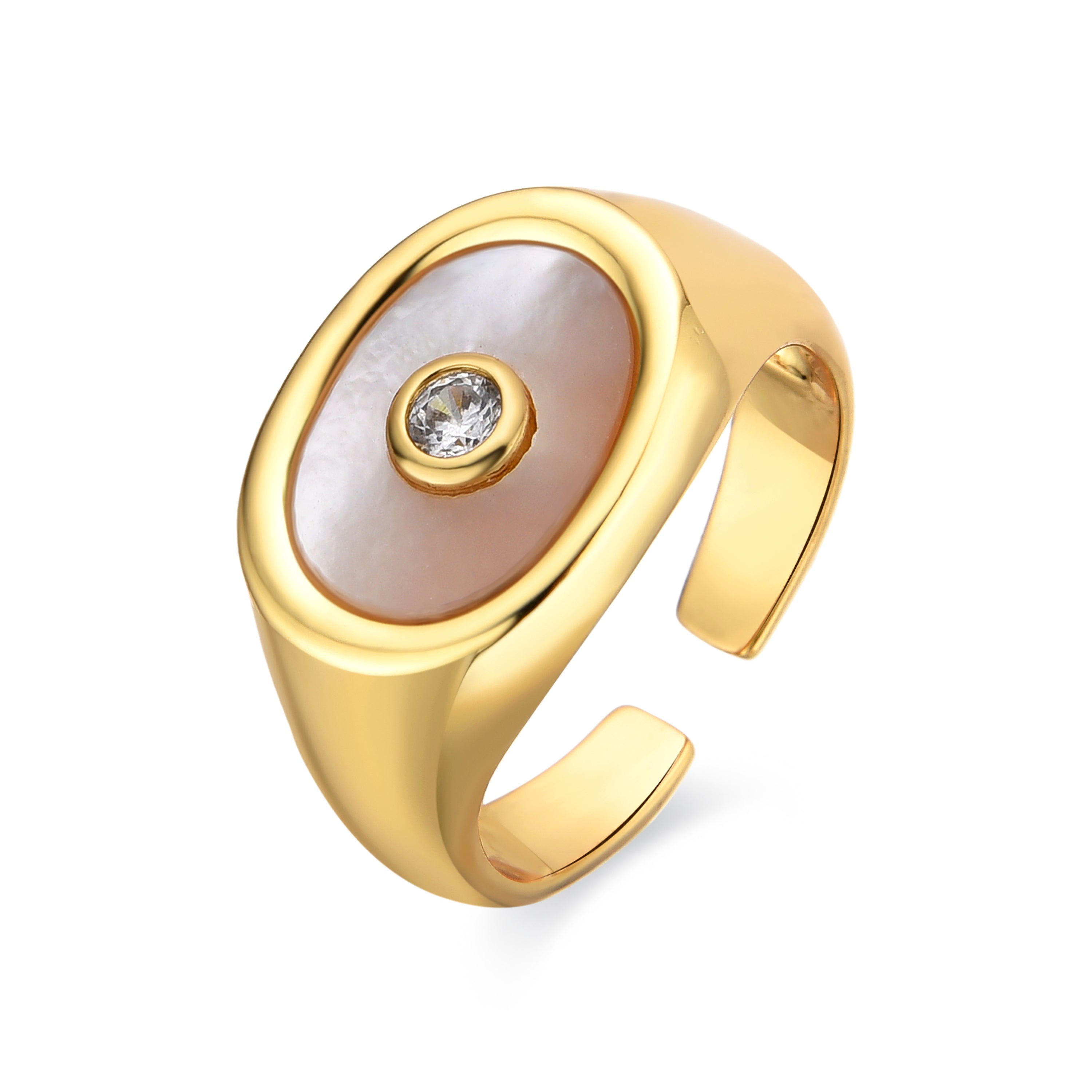 Anillo con madreperla blanca acabado oro 18k (staxo)