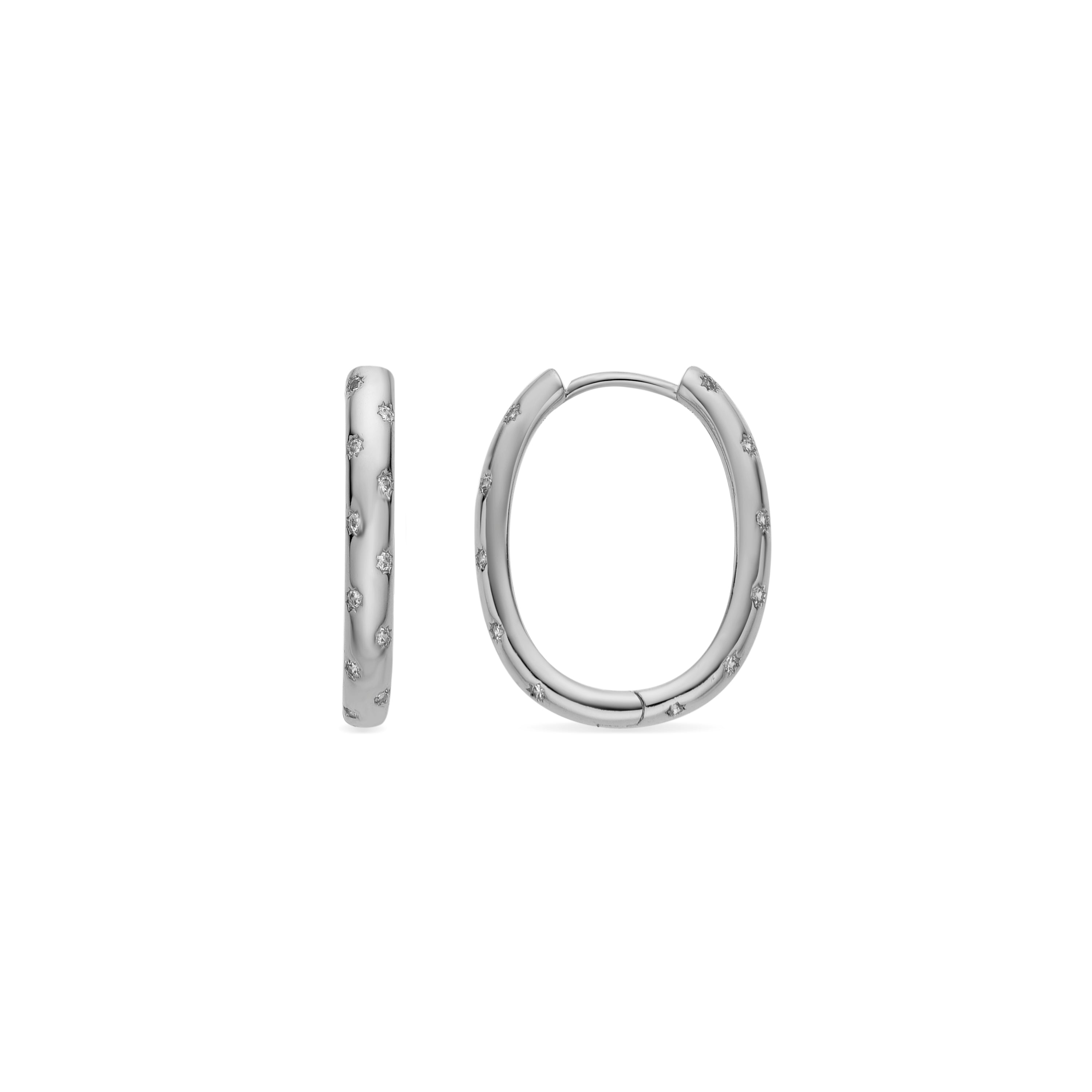 Pendientes con circonita brillante acabado plata (dinlah)