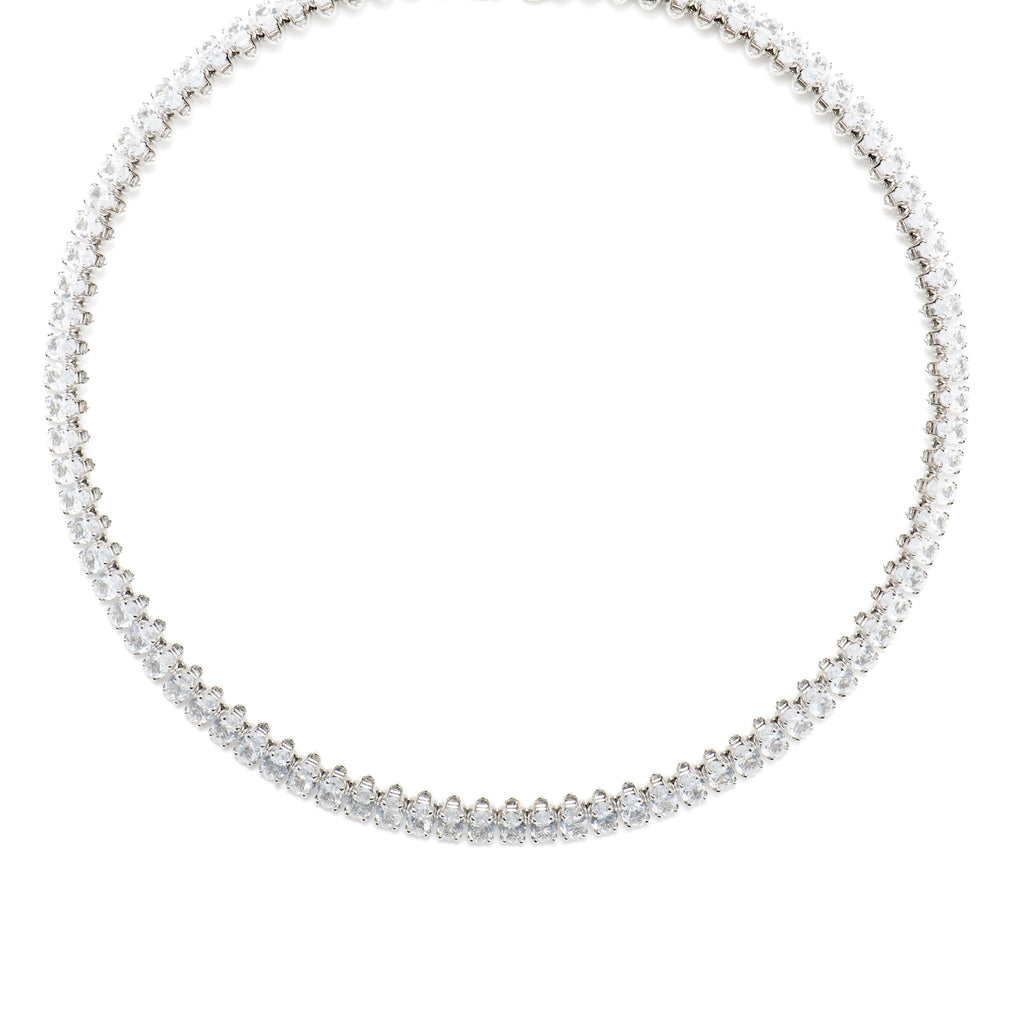 Collar con circonita brillante acabado plata (comega)