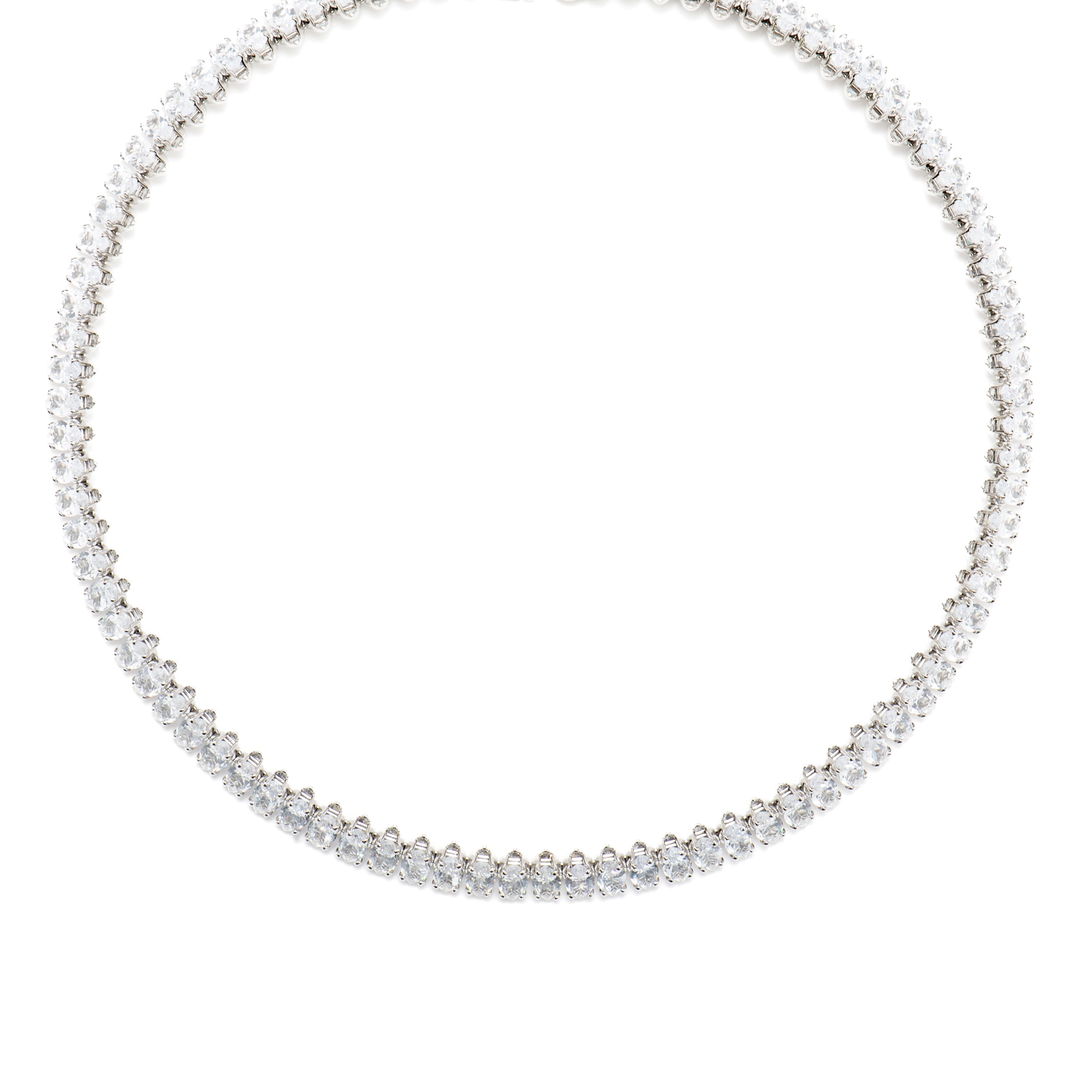 Collar con circonita brillante acabado plata (comega)