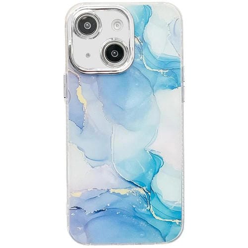 Funda de textura mármol galvanizado para iPhone 14 (azul)