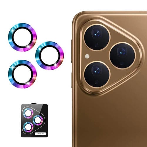 Película de vidrio templado 9H para lente trasera de Huawei Pura 80 5G (colorida)