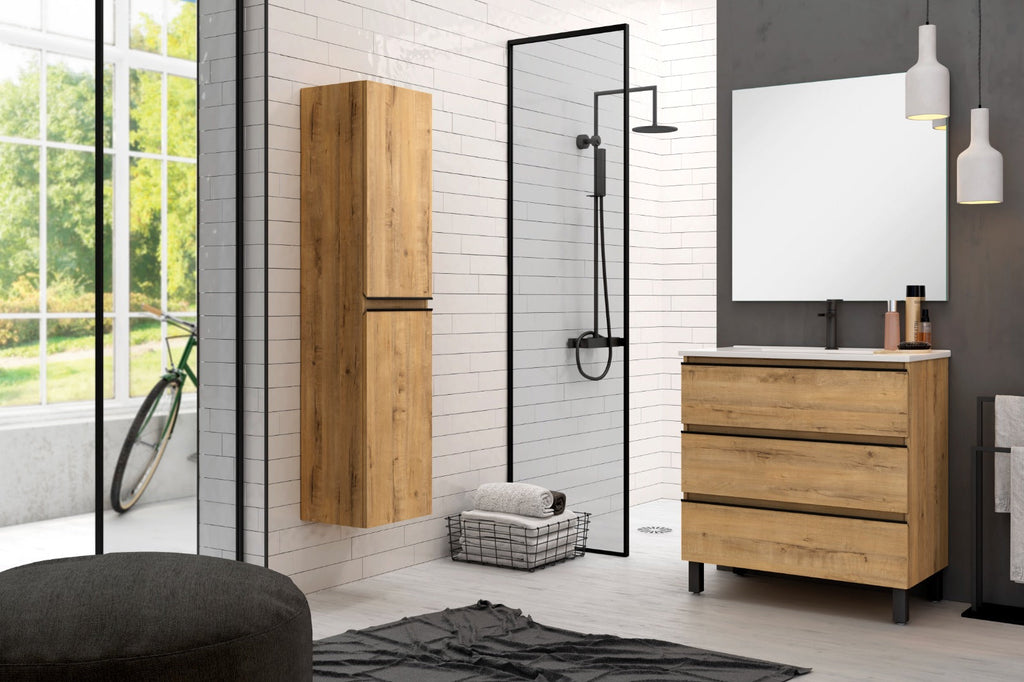 Conjunto completo de mueble de 3 cajones (roble ostippo)