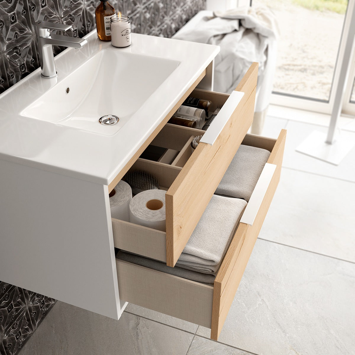 Mueble de baño completo blanco (80 cm)