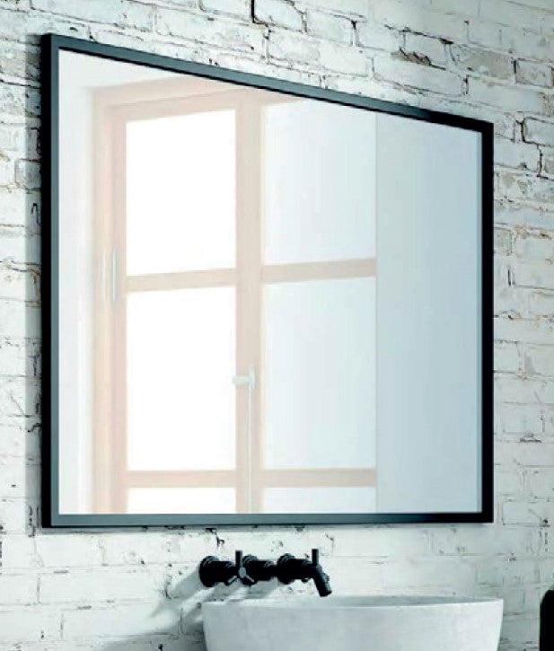 Espejo rectangular con marco negro mate