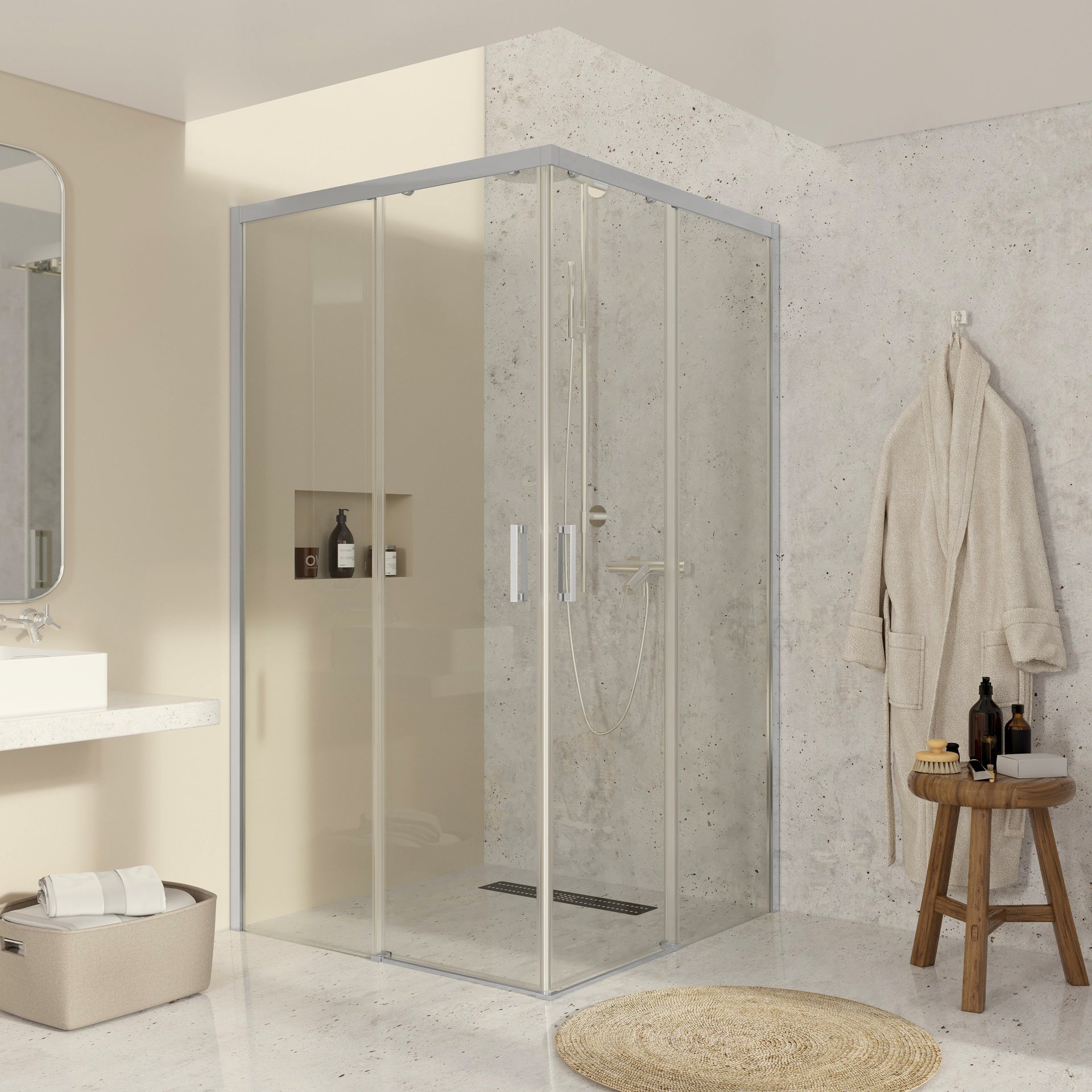 4 Mampara para ducha angular transparente