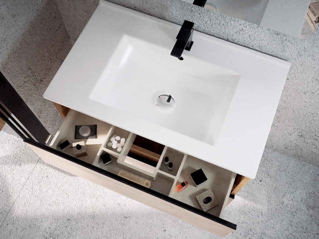 Conjunto completo de mueble de 3 cajones (roble ostippo)