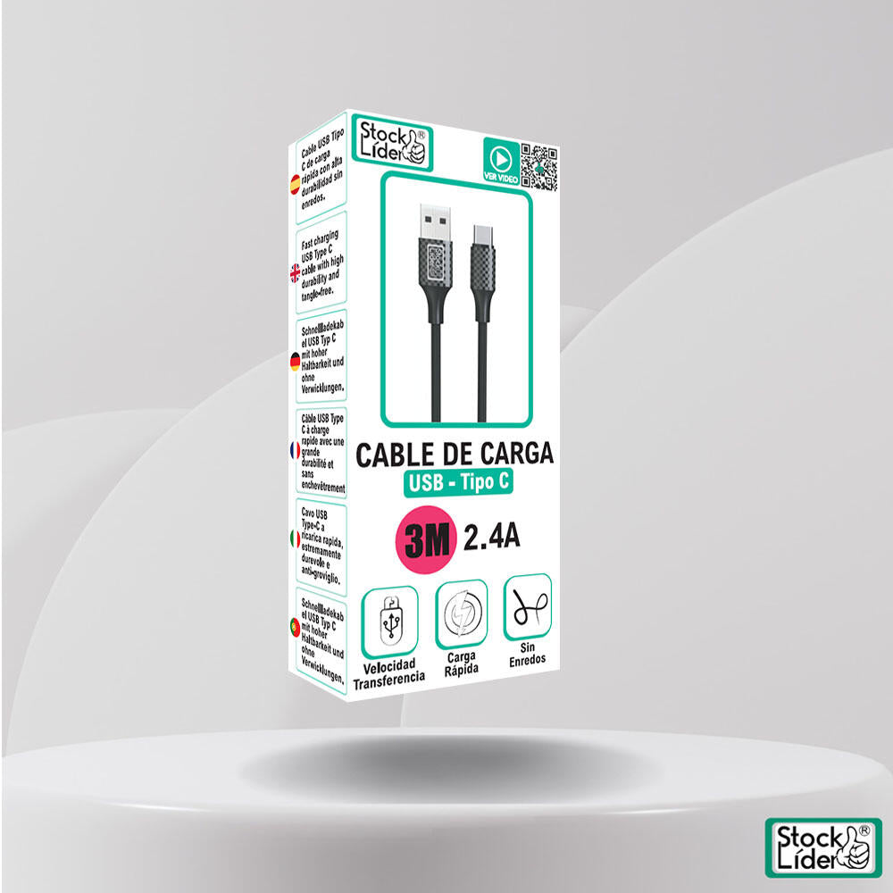 Cable de carga USB-A to USB-C (3M)